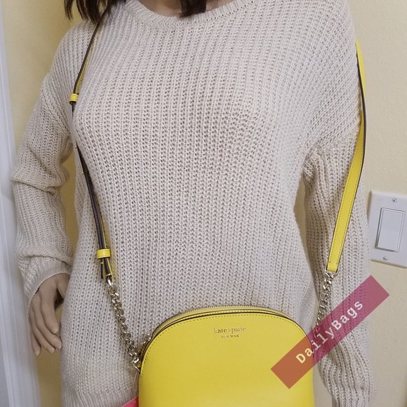 NWT KATE SPADE 100% AUTHENTIC SPENCER SMALL DOME CROSSBODY YELLOW SESAME - Picture 5 of 9